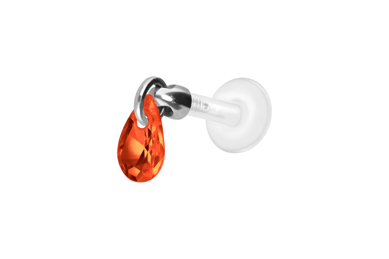 PTFE Labret Piercing mit Innengewinde + Titan-Aufsatz KRISTALLTROPFEN
